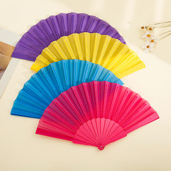 7inch Plastic Plain Flat Plastic Folding Fan Wedding Supplies 12 Colors Optional Tai Chi Fan Practice Fan