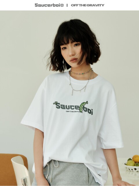 Saucerboi 23SS Guo Chao INS Pixel Banana Make Print T -shirt New Cotton Short Sleeve
