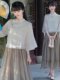 Large size super fairy Chinese elements daily Hanfu suit for women fat mm Republic of China style Tang suit modified cheongsam chiffon dress