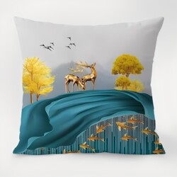 Nordic-Style Plush Reindeer Cushion for Sofa, Living Room, Luxury Backrest Pillow, Lumbar Support Pillowcase for Office, Car, and Bedside