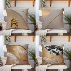 Modern Light Luxury Earth-Tone Stain-Resistant Throw Pillow for Living Room Sofa, Model Home Simple Decorative Backrest Cushion Soft Cover