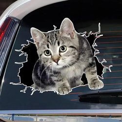 Car Stickers with 3D Cat Design to Cover Body Scratches, Personalized Creative Cartoon Cat Stickers, Waterproof and Sun-Resistant Decals