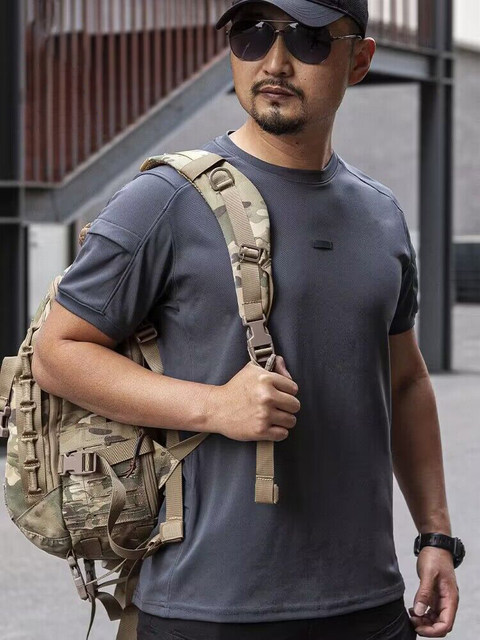 Summer outdoor sports round neck loose tactical short-sleeved special ...