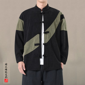 
New Chinese style shirt men's Chinese style Tang suit Hanfu Chinese tunic jacket retro middle-aged large size jacket top clothes