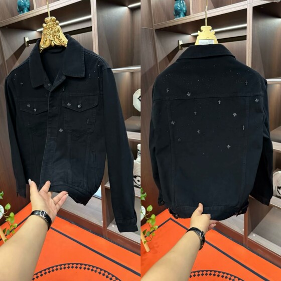 
5566 Spring Men's European New Denim Jacket Starry Hot Diamond Jacket Light Luxury High Quality Men's Top