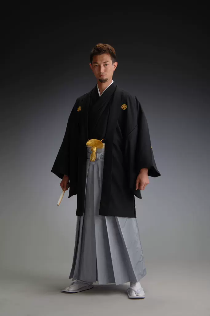 日本传统男性正装和服着物薄纱絽套装无地单衣夏物夏季武士服-Taobao