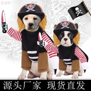 
Large dog pirate transformed into funny pet dog cat golden retriever French fighting cat clothes Halloween costume for dogs.6