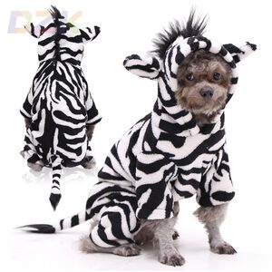 
Zebra cat transformed into pet dog cat autumn and winter flannel four-legged clothes high-end small, medium and large dogs. 3