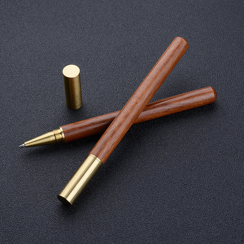 로즈우드 나무 서명 펜 단단한 나무 황동 금속 서명 펜 비즈니스 선물 사무실 젤 펜 로고 사용자 정의-