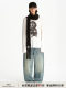 SMIIILE Lycel Tiansi White Micro-Transparent Long Sleeve T-Shirt Dachshund Print Casual Ragnant Sleeve Loose Top