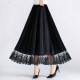 Embroidered lace spliced ​​half-length long skirt for women 2024 summer new middle-aged high-waist umbrella skirt drooping A-line large hem skirt