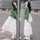 White cake skirt for women in spring and autumn 2025 new high waist mid-length A-line lace skirt lace fluffy skirt