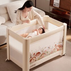 Coolbaby Mushroom House Crib Is a Foldable One-Click Opening and Closing Seamless Splicing Bed, a Portable Multi-Functional Baby Bed