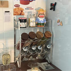 Stainless Steel Kitchen Spice Rack, No Installation Required, Multifunctional Countertop Organizer for Oil, Salt, Sauce, Vinegar Bottles and Jars