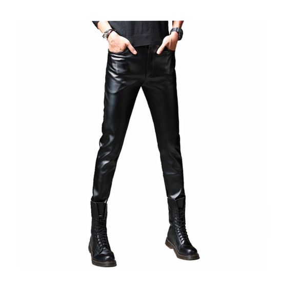 Leather pants male plus thickened winter youth Korean version of tide motorcycle pants leather pants leather pants men's body in autumn and winter small feet