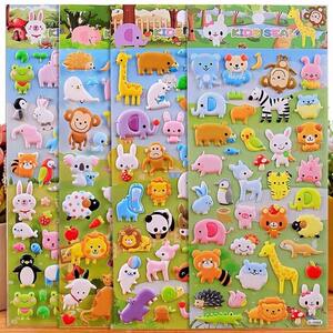 
Safe and non-toxic baby cartoon girl sticker 3d three-dimensional bubble sticker boy puzzle sticky dinosaur small animal sticker