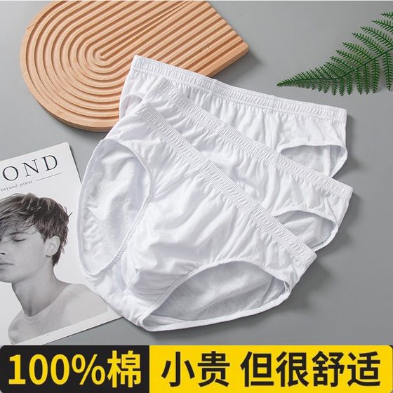 Men's panties pure white briefs, cotton all -white boy style shorts 100%whole cotton sexy pants head