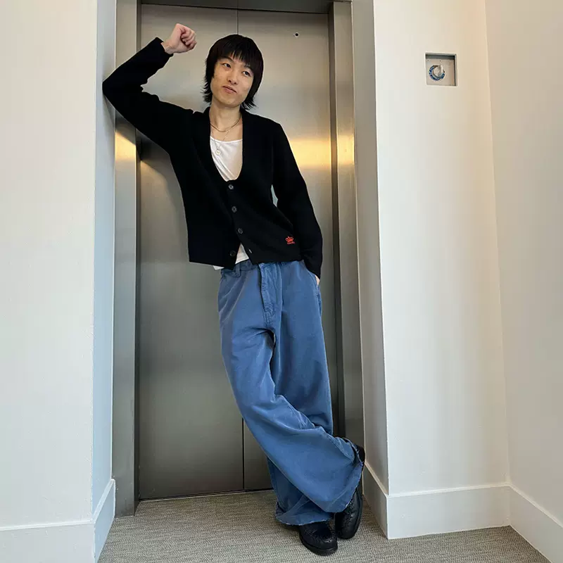 ERL 24FW ワークパンツ サイズM ERL 24FW ワークパンツ サイズM ERL 24FW 蓝色水洗做旧法工裤休闲