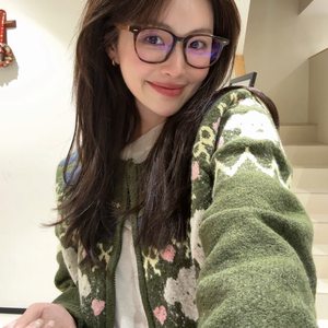 
Super white! Atmospheric contrasting jacquard zipper sweater cardigan for women spring new Korean style loose knitted jacket