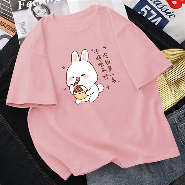 Japanese cartoon printing loose T-shirt female students summer new ...