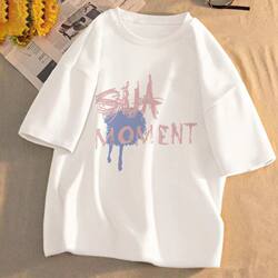 Short-Sleeve T-Shirt for Women, 2025 Summer New Style, Printed, Loose Fit, Korean Style, Round Neck, Versatile Top, Trendy
