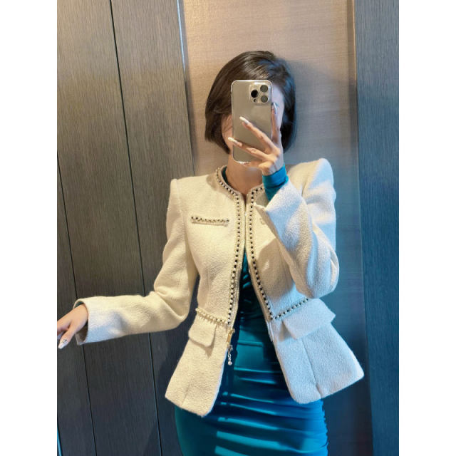 XULU original retro French tweed jacket temperament casual socialite short design small fragrance style jacket