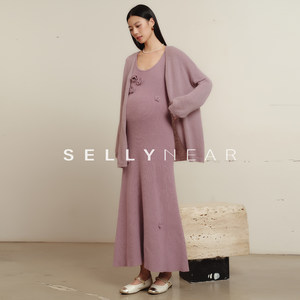 
SELLYNEAR maternity suit autumn and winter new fashionable and gentle three-dimensional flower dress cardigan suit