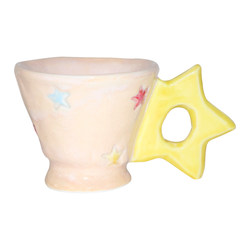 Ruilan's Cute Star-Patterned Ceramic Mug with Creative Handle Design, Pink Cartoon Cup