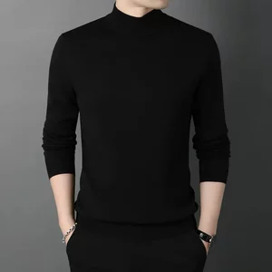 
Autumn and winter sweaters men's solid color slim fit warm half turtleneck sweater mid-collar inner wear outer bottoming shirt plus velvet