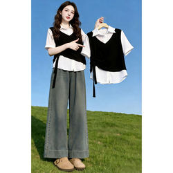 Casual and Lazy Style Fake Two-Piece White Shirt for Women 2026 Summer New Commuter High-End Shirt Top