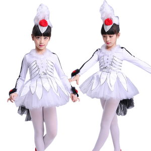 
Children's Crane and Girl Performance Costumes Bird Cartoon Dance Costumes Toddler Animal Red-Crowned Crane Performance Costumes