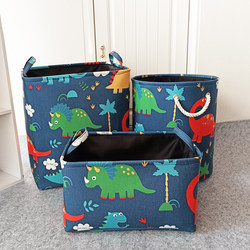 Fabric Children's Dinosaur Storage Basket Set Toy Storage Box Bucket Plush Toy Storage Basket Drawstring Large Capacity