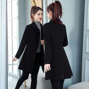 
Women's short 2025 new mid-length waist-hugging black hot cashmere wool coat