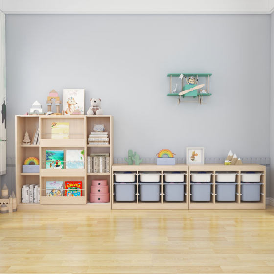 
Children's toy storage rack baby solid wood storage rack bookshelf living room wall large capacity multi-functional picture book shelf