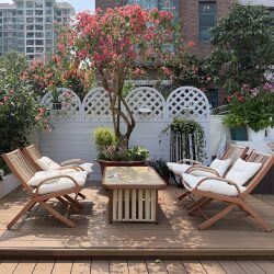 Balcony Leisure Chair for Reading and Drinking Tea, New Chinese-Style Home Furniture, Folding Lounge Chair, Courtyard Garden Outdoor Table and Chairs