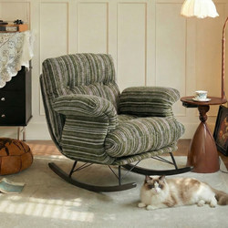 Vintage Rocking Chair Recliner for Adults, Suitable for Sleeping, 2026 New Model, Light Luxury Lazy Sofa Chair for Balcony, Single Person Leisure Chair