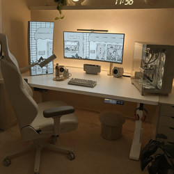 Electric Adjustable Table, Solid Wood Desk, Rectangular Computer Desk, Bedroom Home Gaming Desk, Work Desk, Office Desk