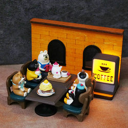 Zakka Japanese-Style Cat Reading Book Frog Coffee Shop Bookstore Restaurant Atmosphere Small Ornaments Glowing Led Light Sign Decoration