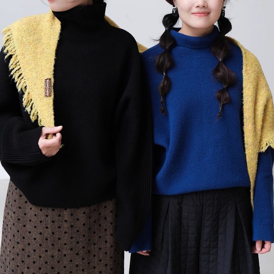 
Yuanjia Australia imported 100% wool turtleneck knitted sweater loose casual warm pullover top Y-530 limited