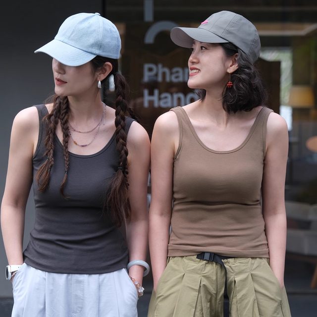 Yuanjia antibacterial mulberry silk cotton, wide shoulder strap, thin chest pad vest, no underwear suspender, U-neck slim fit W-784 limited