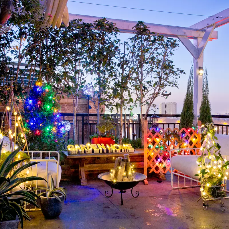 北欧花园搭配阳台露台烛台灯光场景组合庭院时光挂墙杂货装饰花