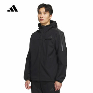 
adidas Adidas Three Stripes Hooded Windbreaker Jacket 2025 Winter Men's Fleece Woven Jacket KA1307