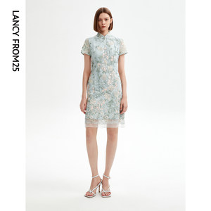 
[Langzi Ole]Langzi Heavy Industry Embroidery Dress Spring and Summer New Temperature Elegant Slim High Waist Thin New Chinese Style