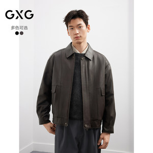 
[Sheep Leather] GXG Men's Retro Jacket Loose Genuine Leather Jacket 25th Autumn Style #G25D123002