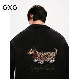 
GXG Men's Dachshund Small Label Sweater Casual Simple Knitted Sweater Commuting Sweater 2025 Winter New Product