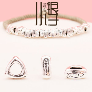 S925 sterling silver partition crushed silver a few Thai silver to make old fish pattern triangle beads DIY silver jewelry bracket beading accessories
