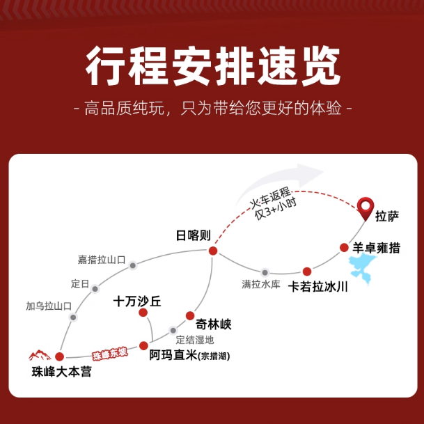 西藏拉萨旅游三日游珠峰大本营奇林峡阿玛直米羊湖3天2晚纯玩跟团