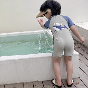 
Children's swimsuits, boys' new one-piece shark swimsuits, small and medium-sized boys' professional sun protection and quick-drying training swimsuits