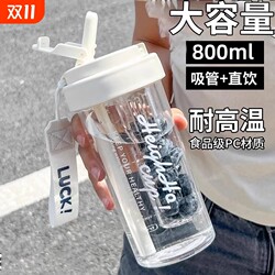 Water cup for women, summer high-looking new large-capacity straw cup, portable drinking plastic cup, student sports kettle