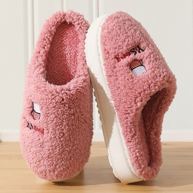 
Thickened cotton slippers for women in winter, couples home thick-soled non-slip warm and poop-feeling plus velvet slippers for men waterproof